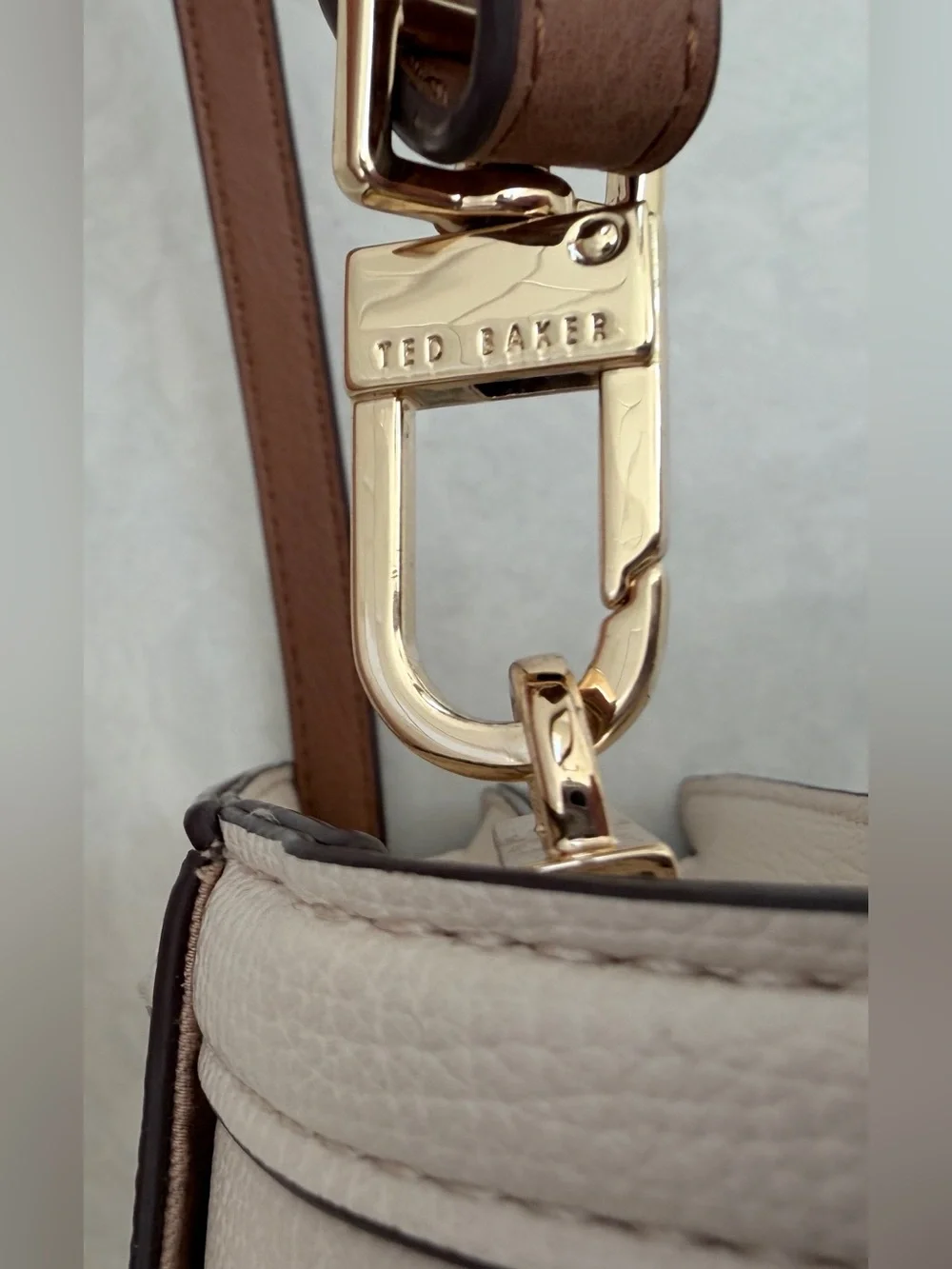 Ted Baker London Riley 2 tone Cream Brown Top-Handle Satchel Crossbody